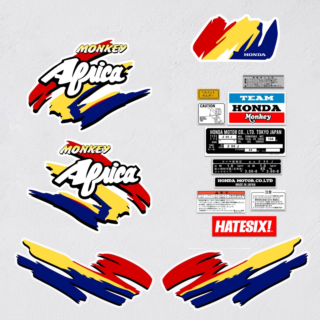 Sticker Stiker Decal Honda z50 Monkey Baja Africa Hatesix