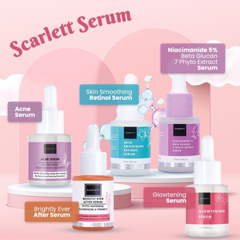 Scarlet Whitening I Skincare Perawatan Wajah I Brightly Cream I Acne Cream I Glowtening Serum I Serum Retinol I Serum Brightly I Serum Acne I Serum C Power