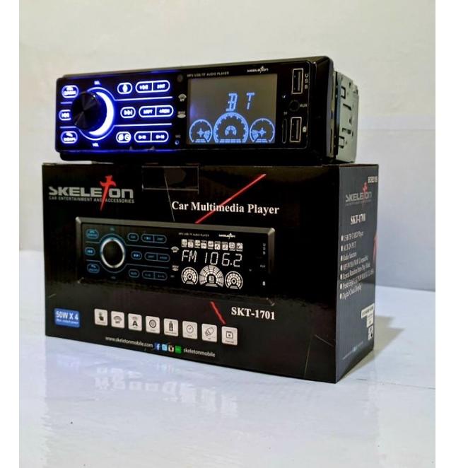 READY Single Din Skeleton SKT 1701 Bluetooth tape mobil USB Layar Besar