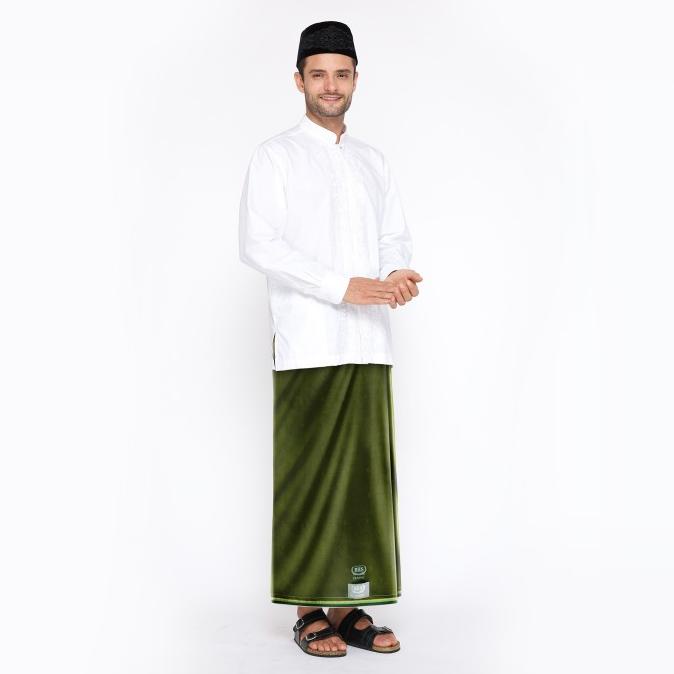 Sarung BHS Classic Silver Motif Kawung Dobby Hijau Olive