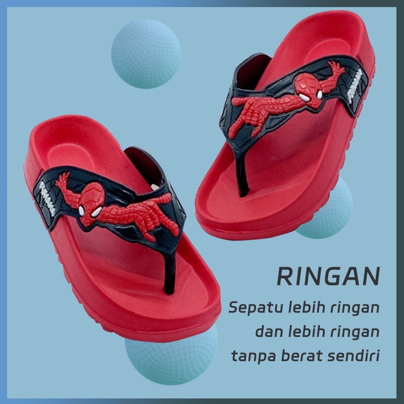 Sandal Superhero Sandal Jepit Anak Spider-Man Warna Solid Sandal Jepit Anak Laki-laki Karakter 2 - 9 tahun
