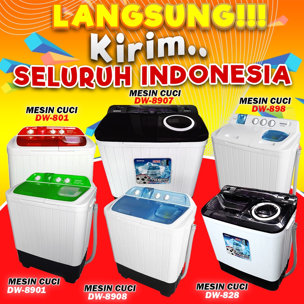 Mesin Cuci Denpoo 8 Kg DW 828 4P Model Baru Dilengkapi Papan Penggilas Terbaru dan Super Hemat Listrik