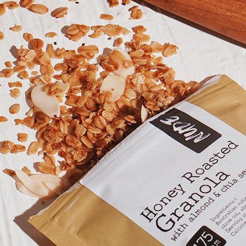 

♔ NUDE Honey Roasted Granola with Almond Slices 175g-NO ADDED SUGAR (made using olive oil and stevia) ✼