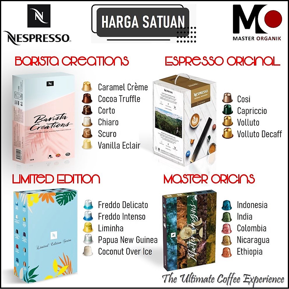 

CAPSULE NESPRESSO SATUAN / ECER ALL VARIAN ORIGINAL NESTLE | KOPI KAPSUL NESPRESSO ORIGINAL