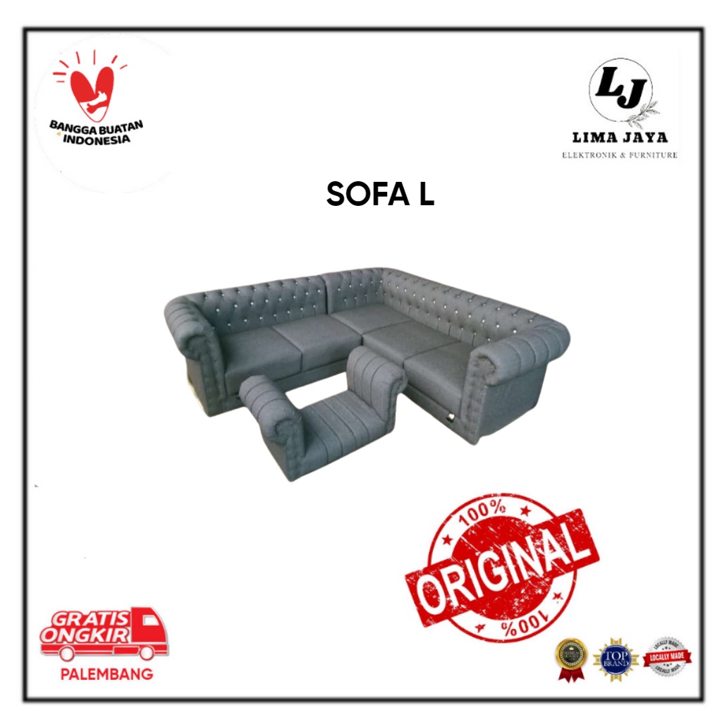 Sofa L Abu-Abu Sofa Tamu Minimalis Modern