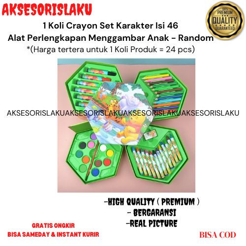 

1 Koli Crayon Set Karakter Isi 46 Alat Perlengkapan Menggambar Anak - Random 24pcs