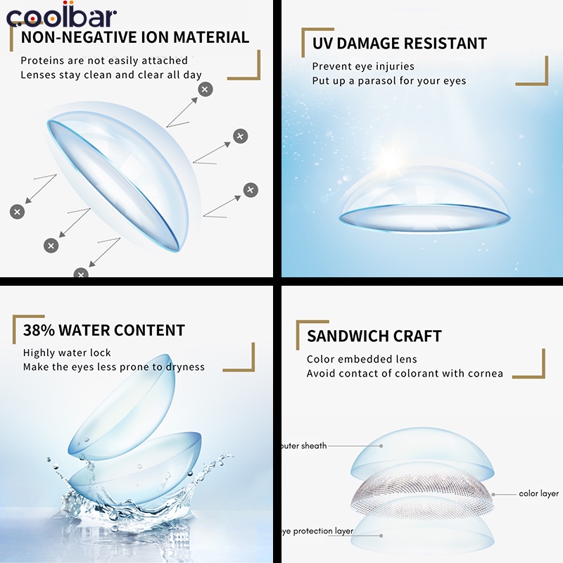 Coolbar Sepasang Lensa Kontak Warna Lensa Warna Diameter14.2 MM Kadar Air 38% Soflens