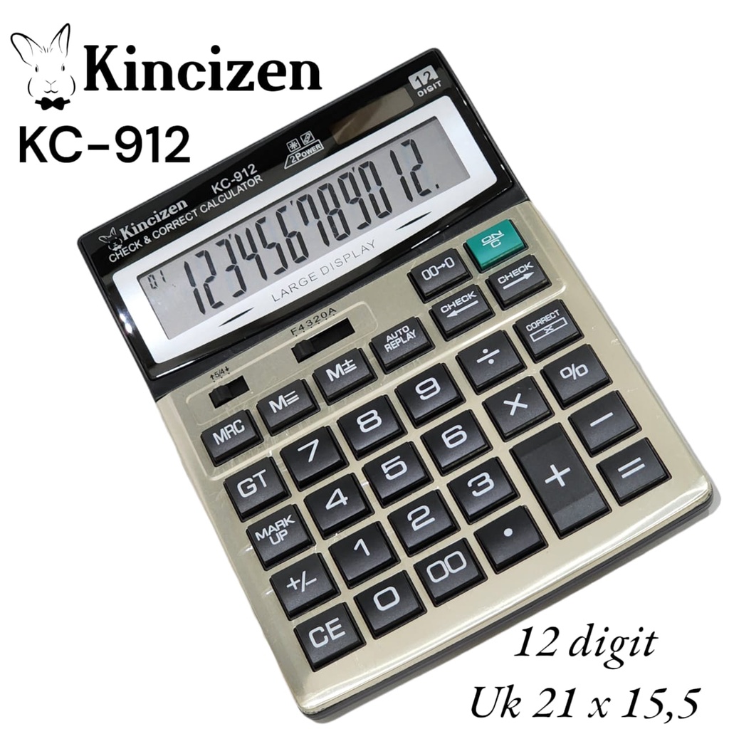 

Kalkulator Dagang Meja 12 Digit Ukuran Layar Besar Big Display KINCIZEN 912B KC-912B 912