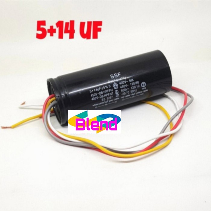 Kapasitor Mesin Cuci 5+14 uf/Capasitor/Capacitor Double 5+14 Mikro