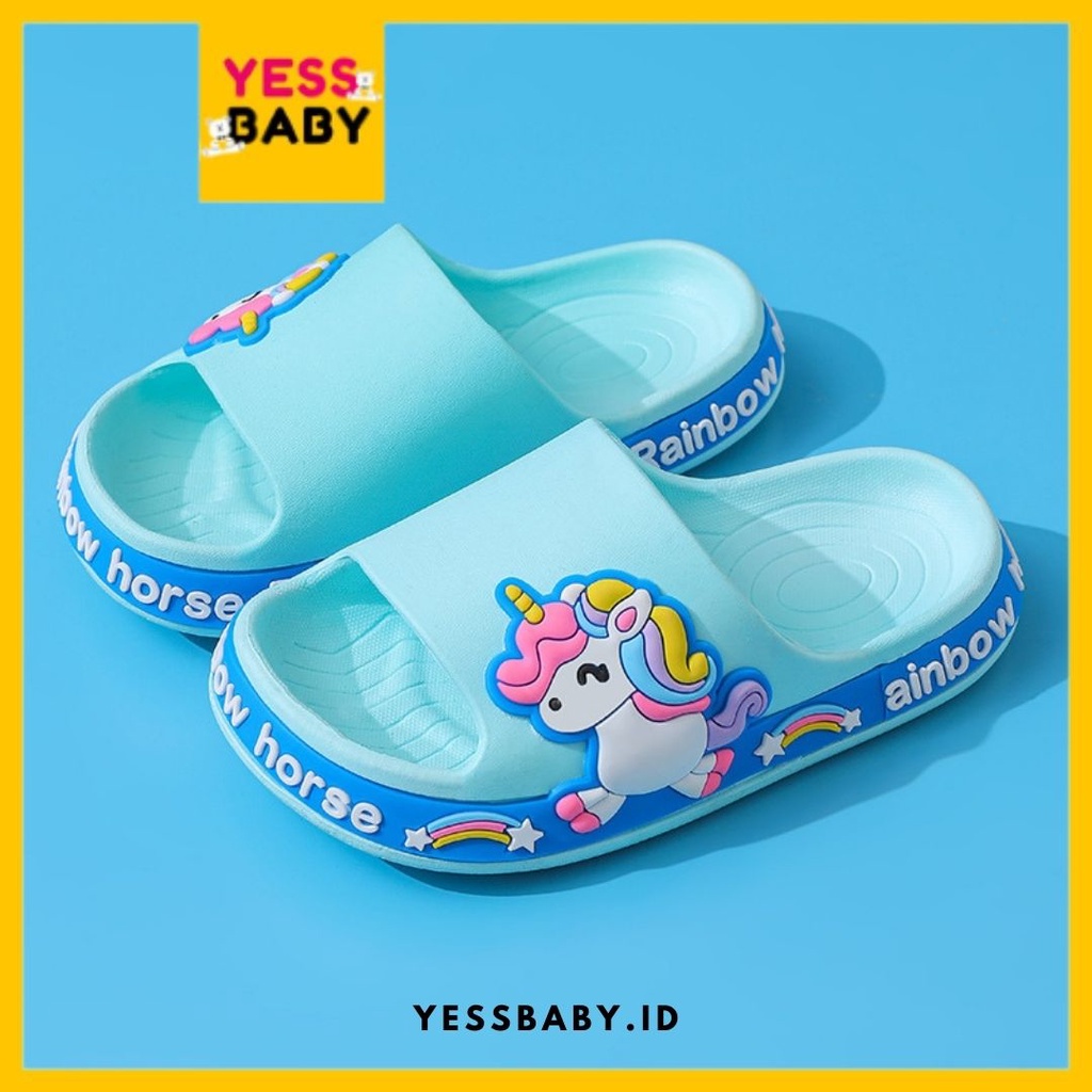 [COD] yessbaby UNICORN Sandal Import Anak Laki-laki Perempuan Bahan Lembut Motif Lucu Termurah Kekinian Sendal Casual