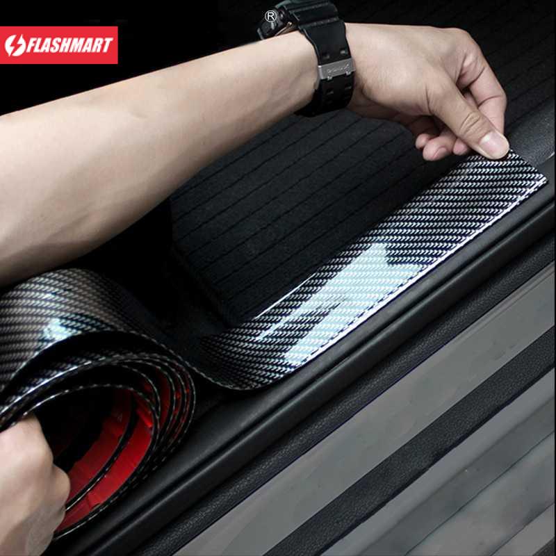 Flashmart Stiker Vinyl Mobil Carbon Fiber Rubber Strip Bumper Guard 5 x 250 cm - C38404