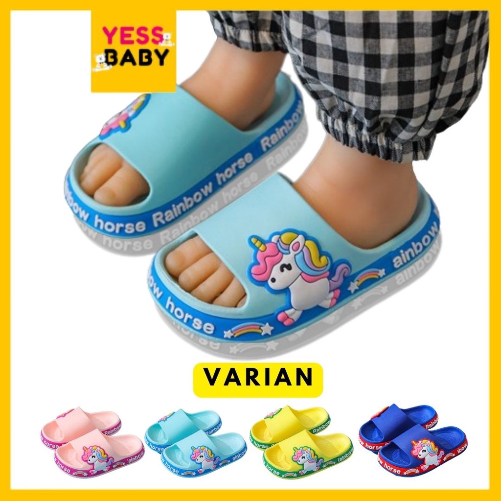 [COD] yessbaby UNICORN Sandal Import Anak Laki-laki Perempuan Bahan Lembut Motif Lucu Termurah Kekinian Sendal Casual