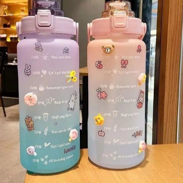 Tumbler Botol Minum motivasi Jumbo Tritan 2000ml /2 liter Water Bottle Motivasi