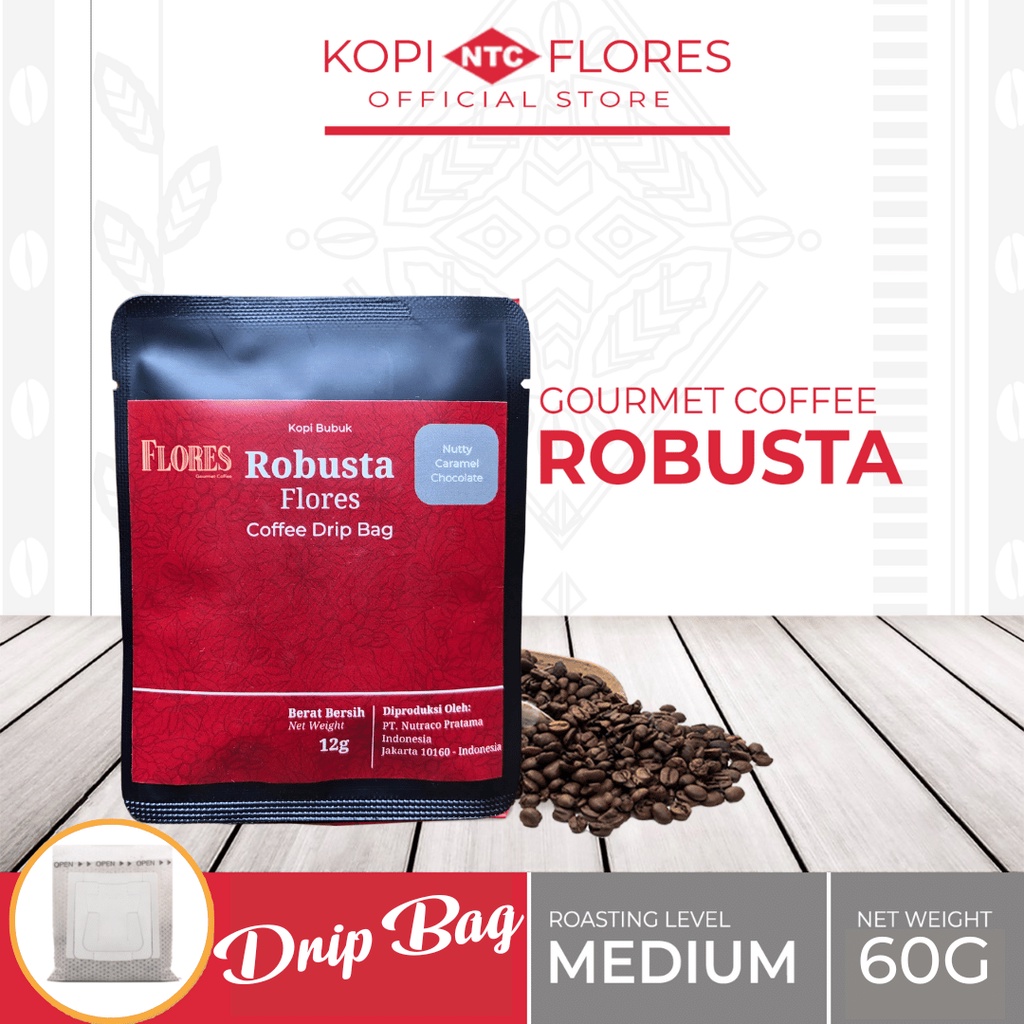 

FLORES Gourmet Coffee Robusta Drip Bags 12g (5 Drip Bags/Pack)