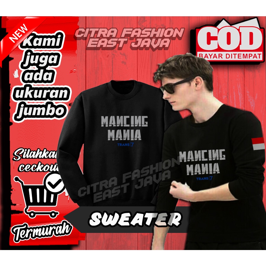 HOODIE  SWEATER HITAM MANCING MANIA TRANS 7