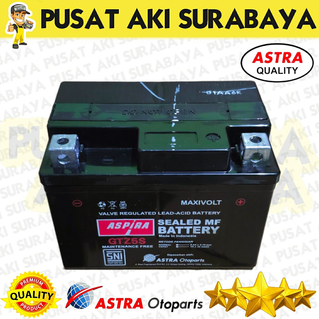 AKI ORIGINAL ASPIRA GTZ5S 3.5 AH SEALED MF BATTERY SEPEDA MOTOR SHADOW 90 SPACY VERZA 150 YTZ5S DTZ5S YTZ4V