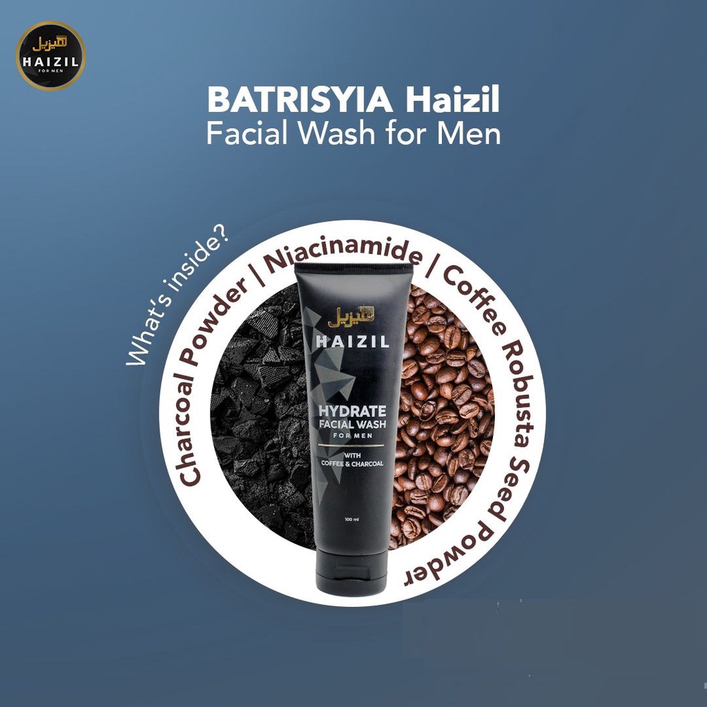 Haizil Hydrate Facial Wash for Men with Coffee &amp; Charcoal 100ml