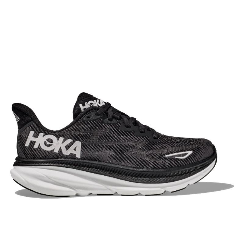 Hoka Clifton 9 Mens Road Running Shoes - Black / White