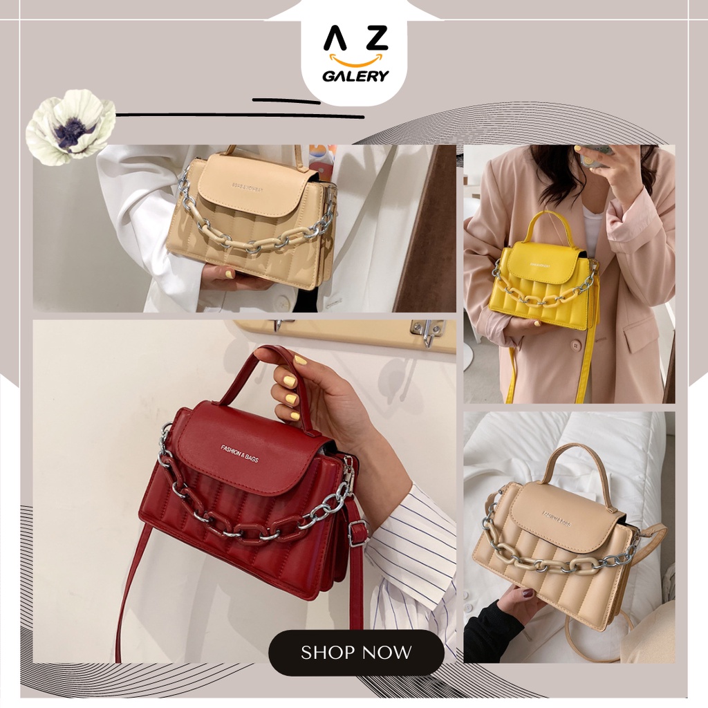 Tas Selempang Bahu Sling Bag Tali Rantai Wanita Korean Style Import Kekinian Azgalery T225