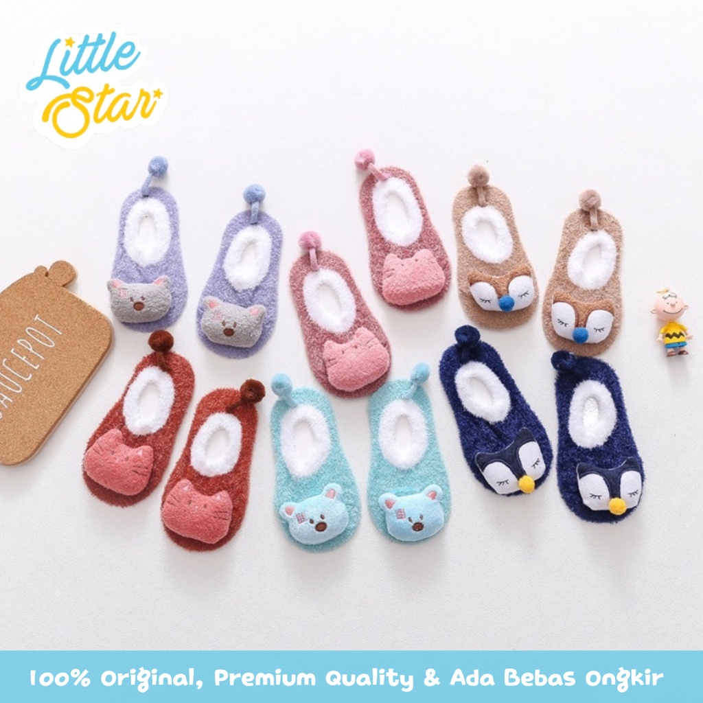 Sepatu Prewalker Kaos Kaki Korea Anak Bayi Bulu Lembut Motif Animal