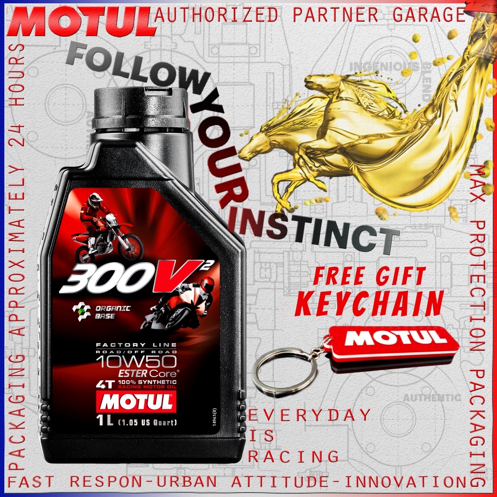 MOTUL 300V2  FACTORY LINE ROAD/ OFF ROAD 1L 10W50 OLI MOTOR IMPORT ORIGINAL MADE IN FRANCE