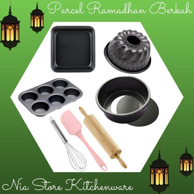 

Parcel Ramadan Paket Loyang Kue Set 7 Pcs Anti Lengket + Baking Tools