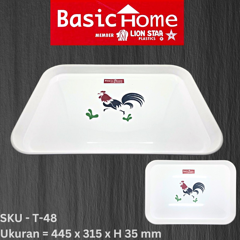Nampan Saji Segi No 30 Rooster - Baki Plastik Gambar Ayam - Lion Star Basic Home