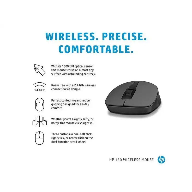 HP 150 MOUSE WIRELESS ERGONOMIC RESMI - CICILAN 0%