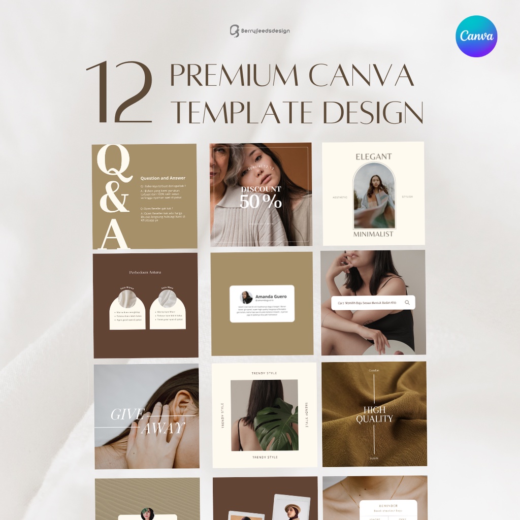 12 Template Design Canva Instagram Post / Feeds Premium & Aesthetic