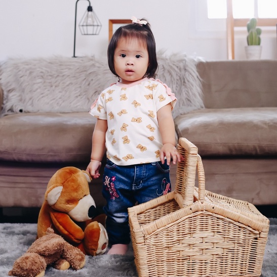 Bamboo And Bub Nala Top - Kaos T Shirt Atasan Anak Adem Baju Fashion Lengan Pendek