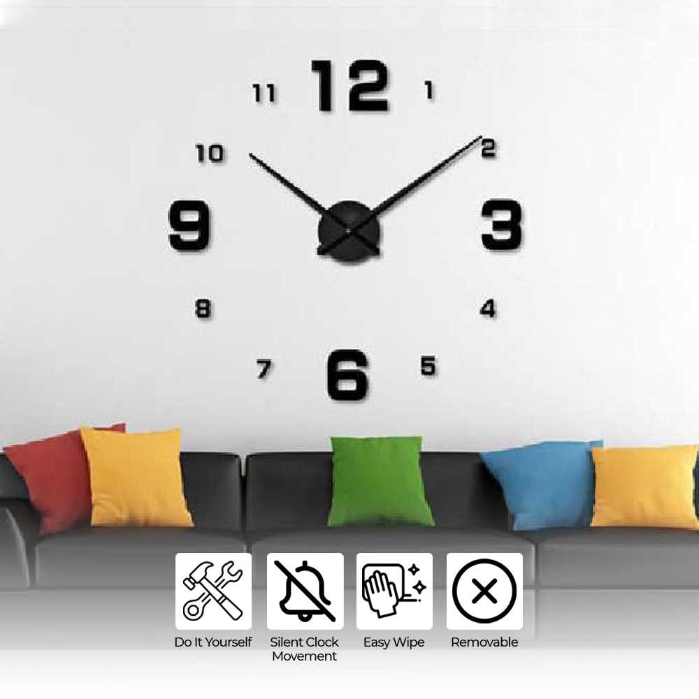 (BISA COD) FTIHSHP  Jam Dinding Besar DIY Giant Wall Clock 80-130cm - DIY-102