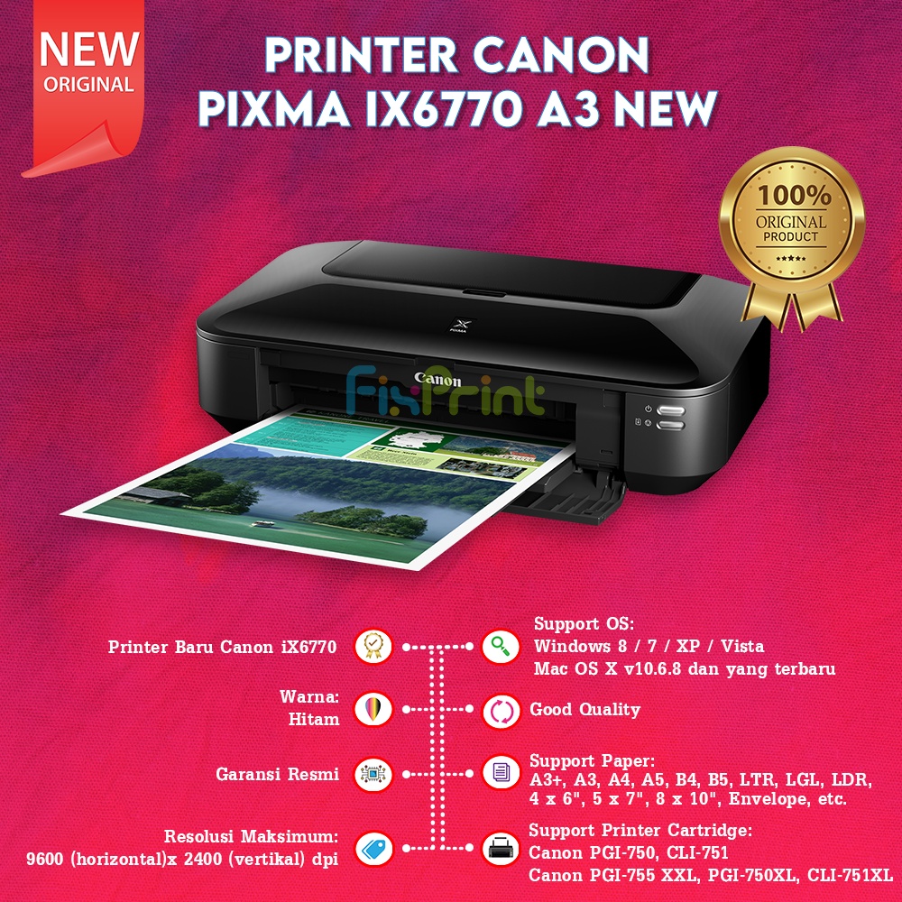 Printer Canon PIXMA IX6770 IX 6770 IX-6770 Print A3 GARANSI RESMI