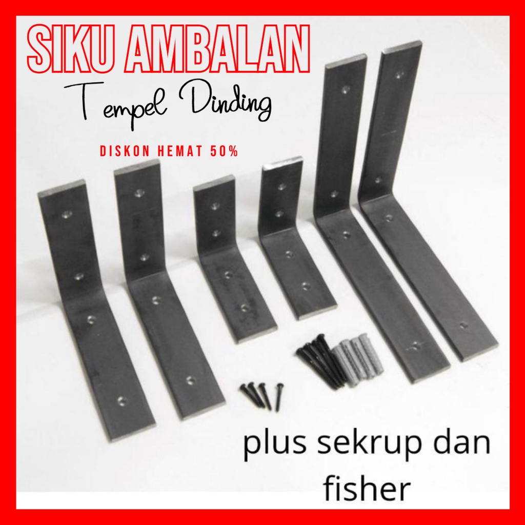 SIku Besi Ambalan / Siku Rak Dinding / Siku Papan / Siku Plat Besi / Besi Siku L / Siku Dinding Rak 
