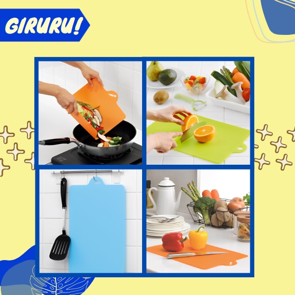 TALENAN ALAS PLASTIK WARNA-WARNI / ALAS POTONG CHOPPING CUTTING BOARD / ANTI LECET / Talenan Plastik Lentur Alas Potong Telenan Chopping Cutting Board / Talenan plastik lunak flexible / Talenan Antislip Bahan PP Food Grade Buah / Sayur Antislip Talenan