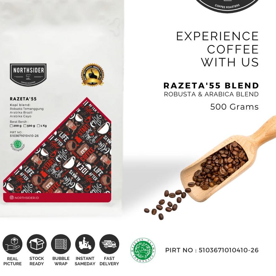 

☈ BIJI KOPI SUSU RAZETA'55 BLEND ROBUSTA-ARABIKA - 500GR NORTHSIDER COFFEE ☂