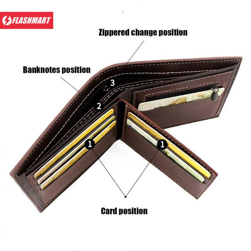 Flashmart Dompet Pria Bahan Kulit Leather Wallet - QB05