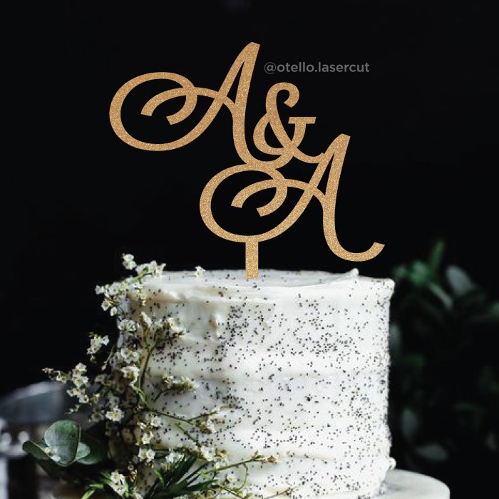 Terlaris Custom Cake Topper Inisial Nama Huruf Hiasan Kue Tancapan Akrilik