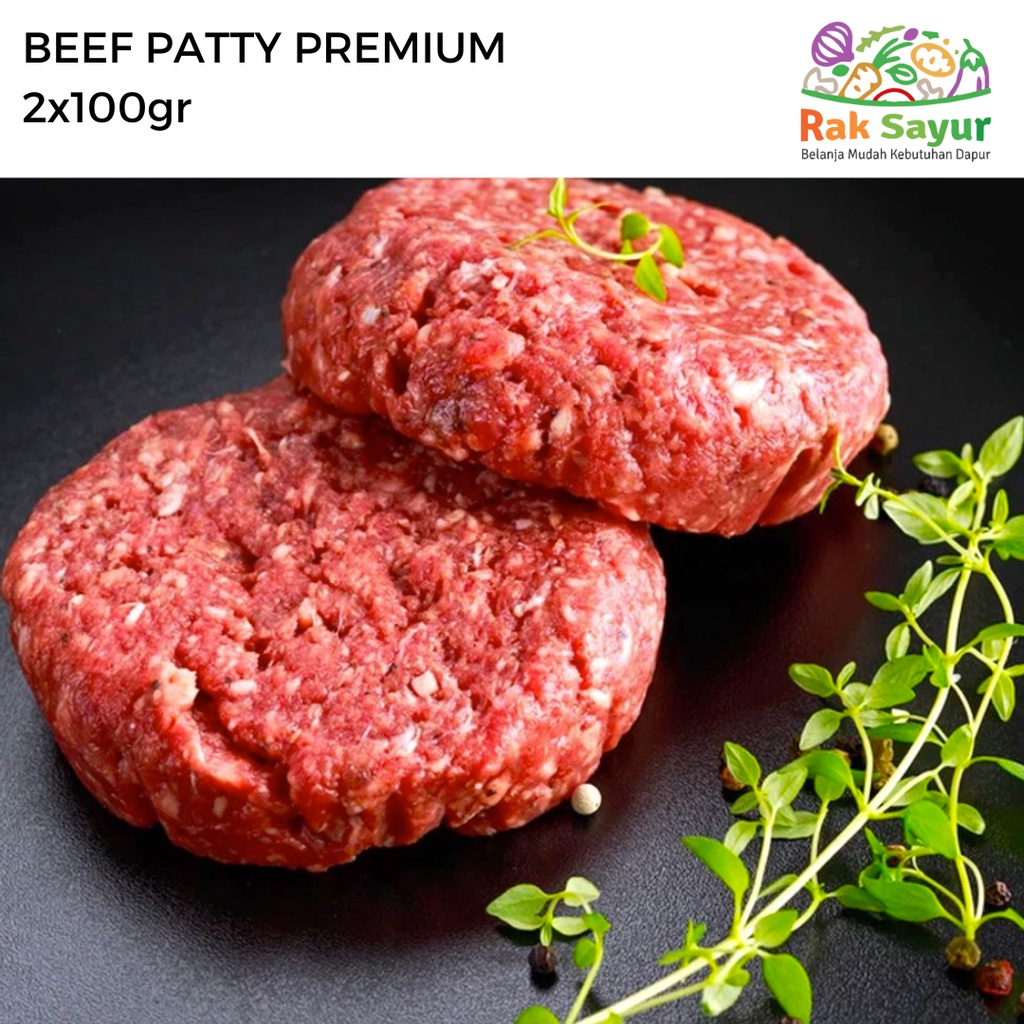 Beef Patty Burger Premium 2x100gr Daging Sapi Australia Frozen Rak Sayur Pasar Murah Online Padang