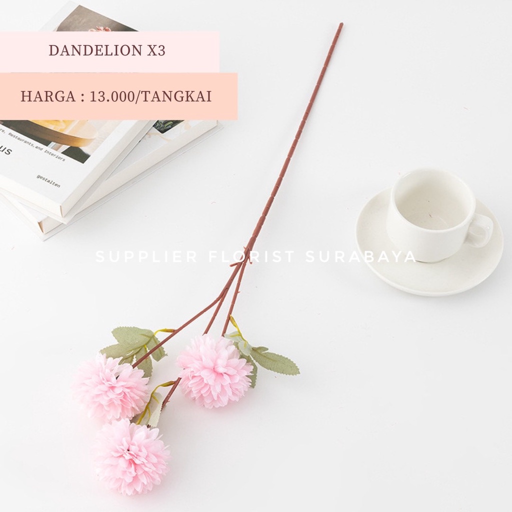 [CABANG 3] DANDELION BUNGA PALSU ARTIFICIAL FLOWER POMPOM PINGPONG POM POM HIASAN BUNGA BUKET BUNGA PALSU