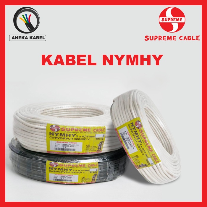 Kabel Listrik Tembaga / Kabel NYMHY 2x0.75mm 3x0.75mm / Kabel Listrik Serabut Merek Eterna Supreme E