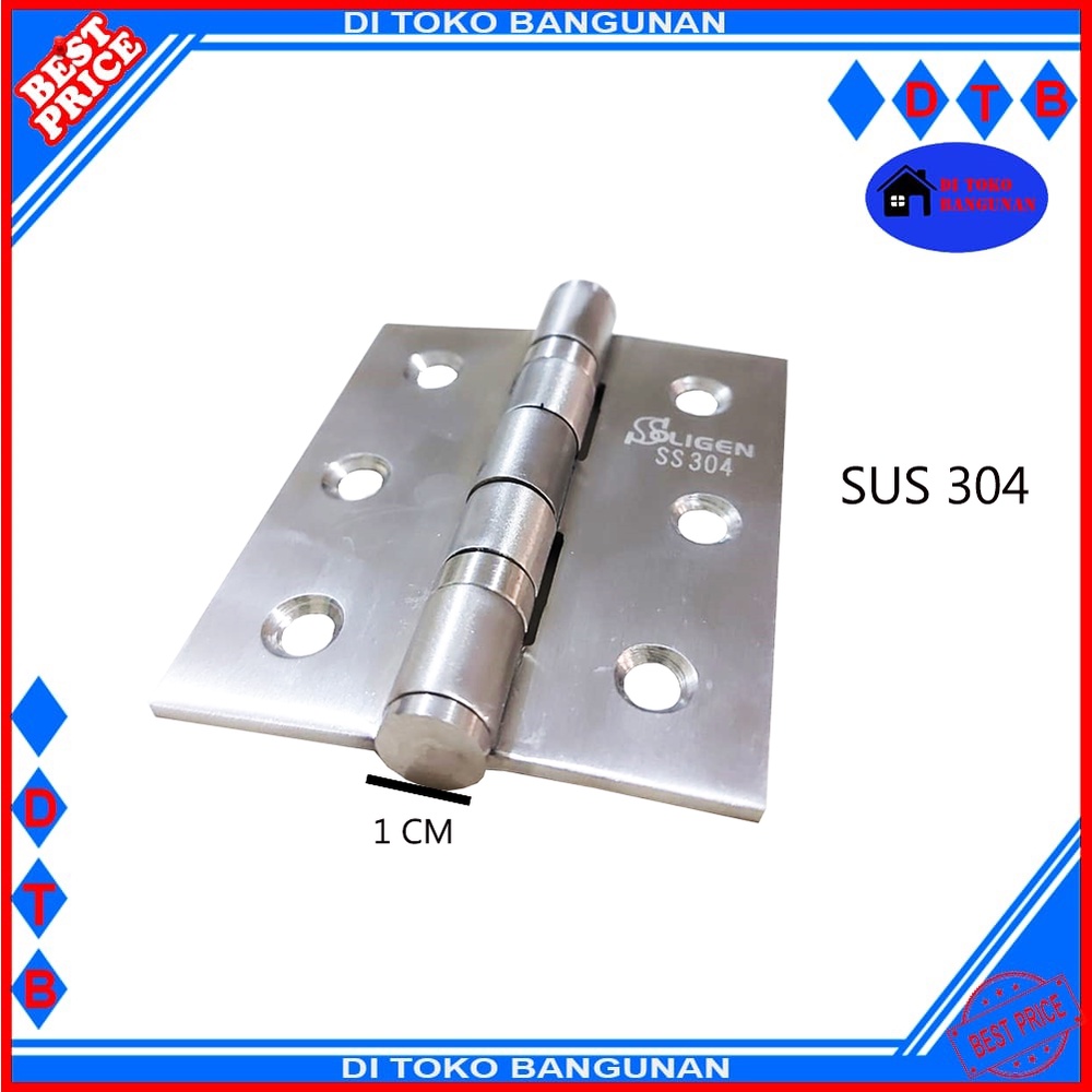 Engsel Tebal Stainless 3 Inch Soligen SUS 304 Engsel Pintu Jendela