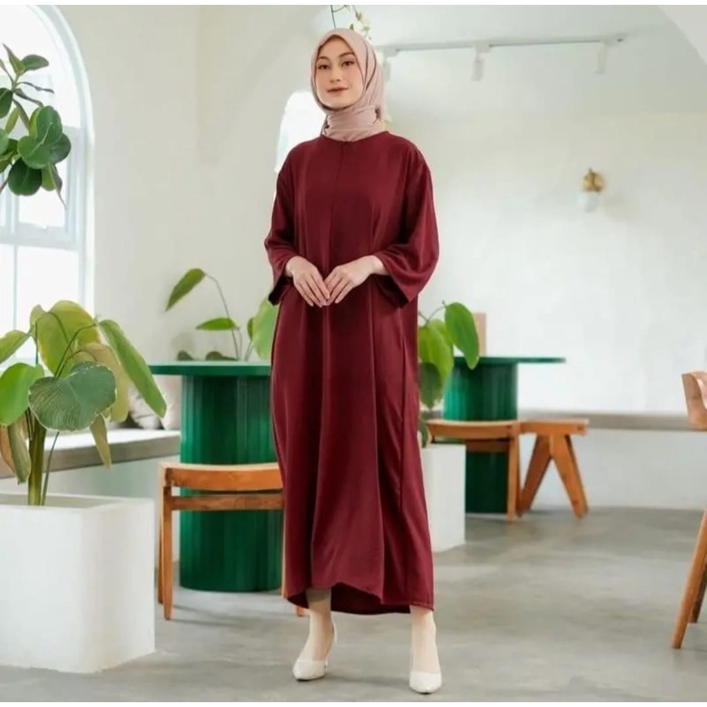 ZEA LONG DRESS TANGAN 3/4 CRINKLE AIRFLOW BUSUI