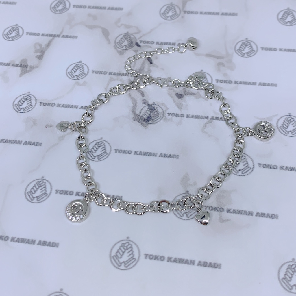 Gelang Kaki Xuping Silver Wanita Dewasa Motif Bunga Permata Fashion Terbaru *08