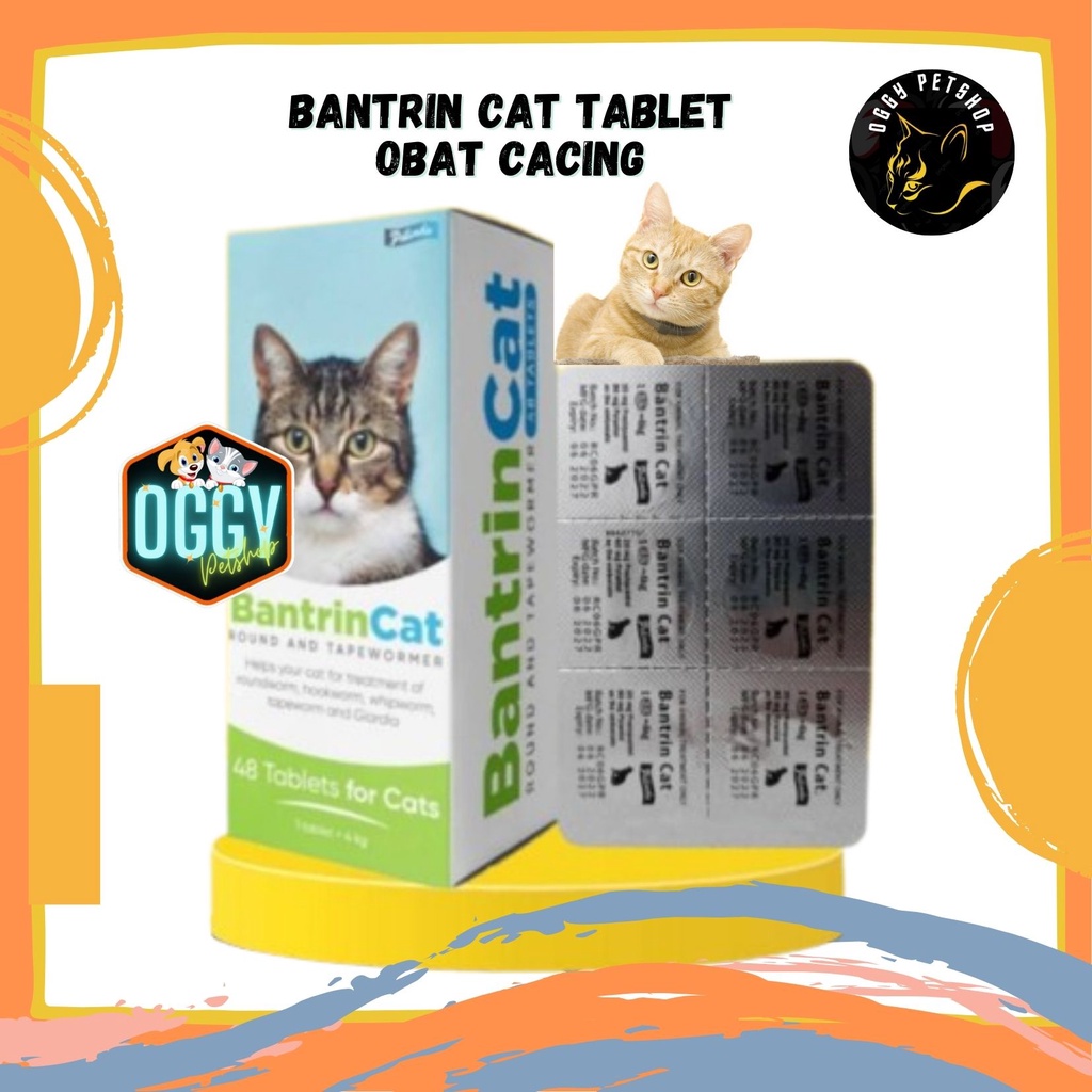 Obat Cacing Kucing Bantrin Cat - Petindo Original 1 Tablet Adult Kitten