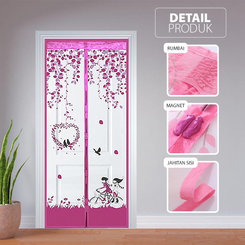 Gorden Tirai Magnet Pintu Motif Anti Nyamuk Ukuran 90x210cm Bahan Serat Polyester Terbaru Perlengkapan Rumah Tangga Import - M2 - LuckyStar