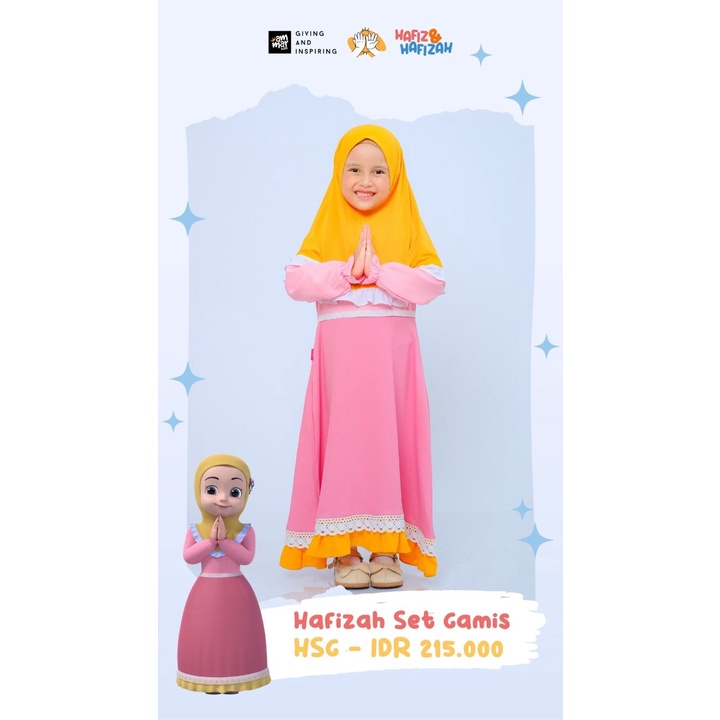 Hafiz Hafizah One Set Series Baju Gamis Anak Perempuan Gratis Kerudung Baju Muslim  Anak umur 3-12 T