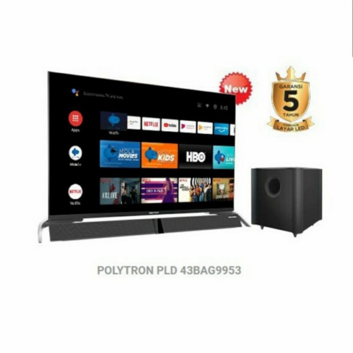 Terlaris Player Led Polytron 43Bag9953 Android Tv Soundbar 43In Bag 9953 43" Bag9953