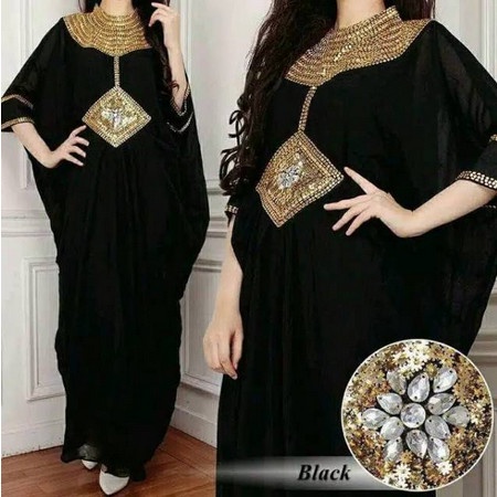 KAFTAN MEWAH FULL PAYET ELEGAN - Hitam (T8K2) Kaftan Lebaran Premium Gamis Abaya Kaftan Batik Promo 