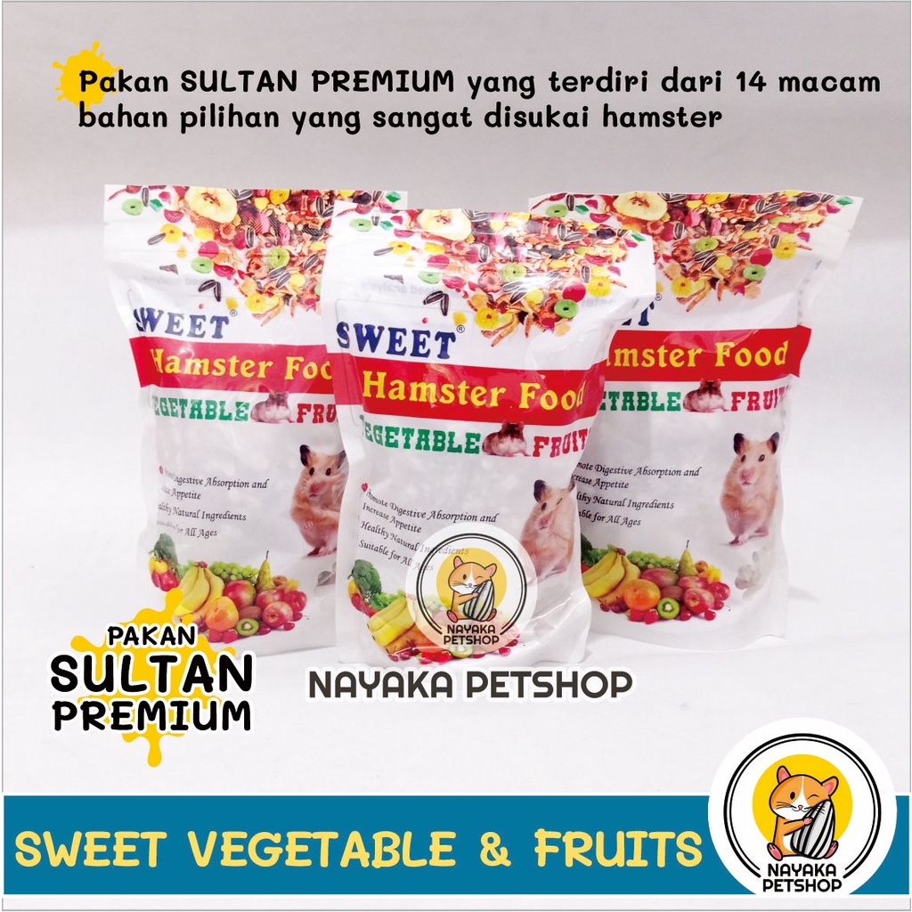 Sweet Vegetable Fruits 300 gr Pakan Hamster Premium Makanan Racikan Buah Sayuran Kering Hamsfood Hamfood Mix