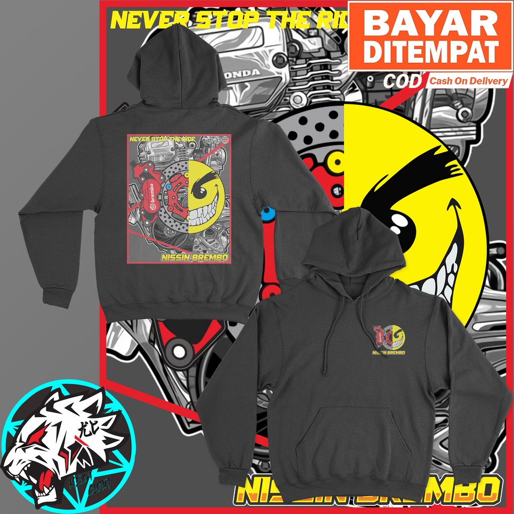 JAKET HOODIE RACING NISSIN BREMBO NEVER STOP THE RIDE HOODIE DISTRO HEREX COWOK CEWEK